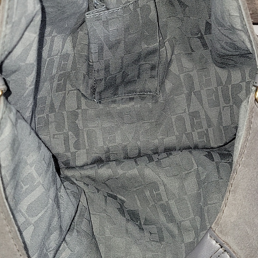Furla Charcoal Gray Suede Hobo Bag with Gold Tag - Picture 9 of 13